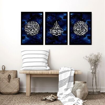 Calligraphie d'art mural islamique | Lot de 3 tableaux muraux
