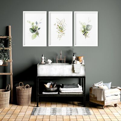 Wanddekoration für Badezimmer | Set mit 3 Kunstdrucken