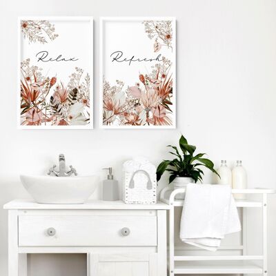 Wanddrucke für Badezimmer | Set mit 2 Kunstdrucken