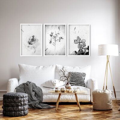 Arte de pared blanco y negro | conjunto de 3 impresiones