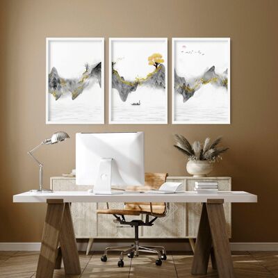 Zen decor for office | set of 3 wall art prints
