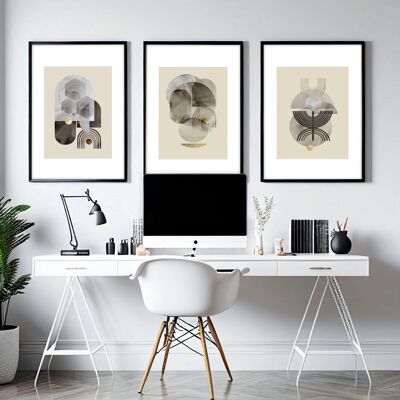 Abstract art for wall office | set of 3 wall art prints