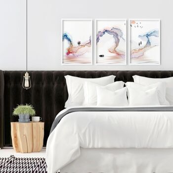 Art minimaliste japonais | lot de 3 impressions murales pour chambre à coucher 1