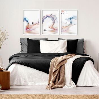 Art minimaliste japonais | lot de 3 impressions murales pour chambre à coucher 9