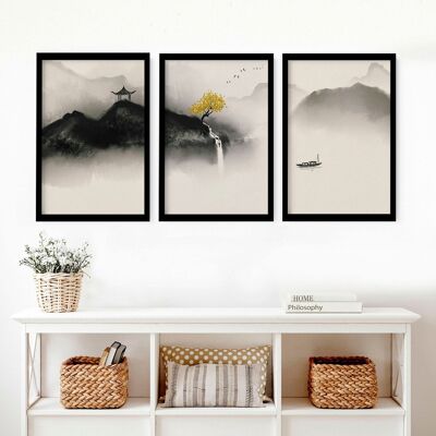 Stampe d'arte da parete giapponesi | set di 3 stampe artistiche da parete