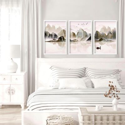 Arte zen giapponese | set di 3 stampe artistiche da parete per camera da letto