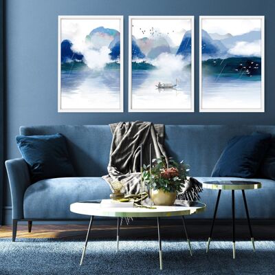 Japanese Zen decor for home | set of 3 wall art prints