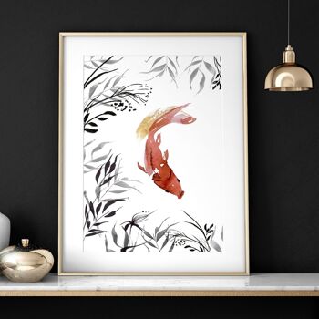 Koi fish Art japonais pour le bureau | lot de 2 impressions murales 4