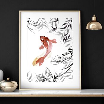 Koi fish Art japonais pour le bureau | lot de 2 impressions murales 55