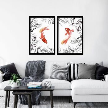 Art mural Koi Fish | lot de 2 impressions murales 3