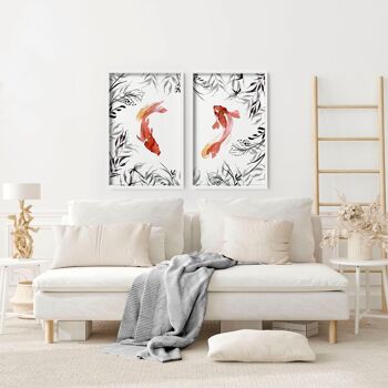 Art mural Koi Fish | lot de 2 impressions murales 12