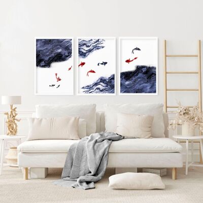 Koi wall art prints | set of 3 wall art prints