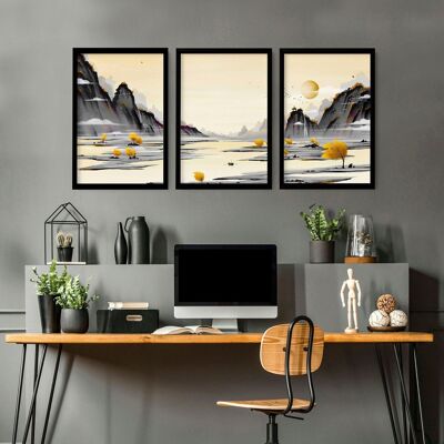 Zen-Bürodekor | Set mit 3 Wandkunstdrucken