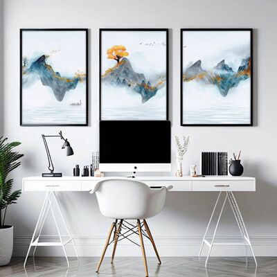 Zen office decor | set of 3 wall art prints