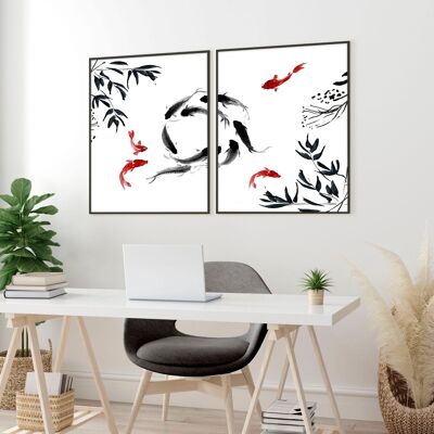Zen-Raumdekoration | Set mit 2 Wandkunstdrucken für das Büro