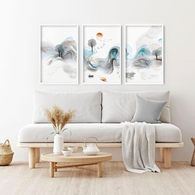 Zen-Wanddekoration | Set mit 3 Wandkunstdrucken