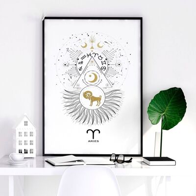 Impresión de arte de pared de Aries | Horóscopos de los signos del zodiaco