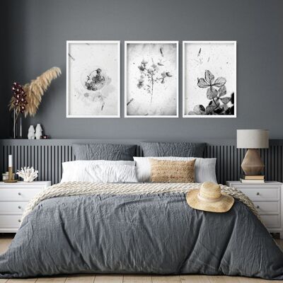 Kunst für ein Schlafzimmer | Set mit 3 Wanddrucken