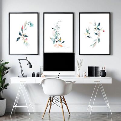 Opere d'arte per ufficio | set di 3 stampe artistiche da parete