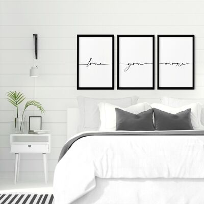 Liebe Wanddekoration | Set mit 3 Wandkunstdrucken für das Hauptschlafzimmer