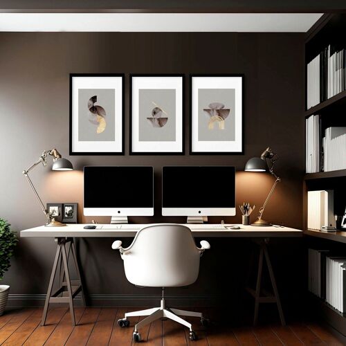 Mid century modern art for office | set of 3 wall art prints