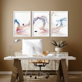 Décor de bureau minimaliste | lot de 3 impressions murales 18