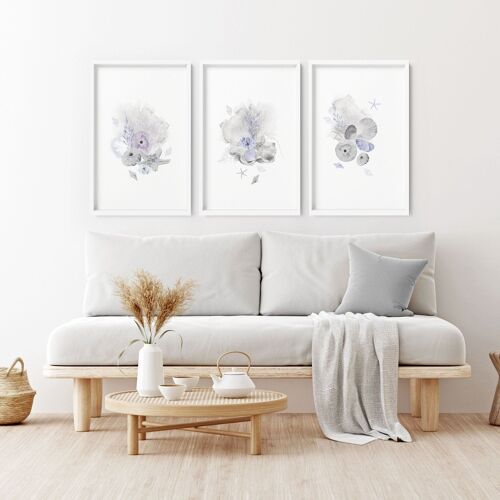 Modern beach house decor | Set of 3 wall art prints