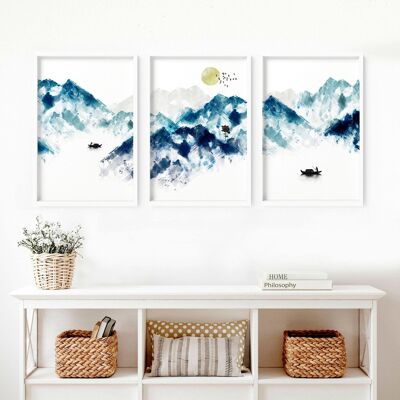Asiatische Wandkunstdrucke | Set mit 3 Wandkunstdrucken