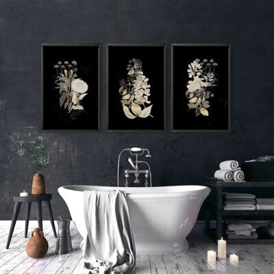 Arredo bagno per pareti | set di 3 stampe artistiche da parete