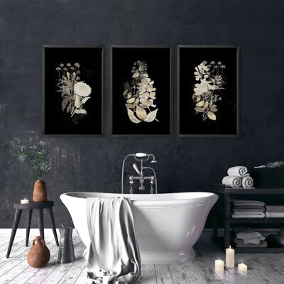 Badezimmerdekoration für Wände | Set mit 3 Wandkunstdrucken