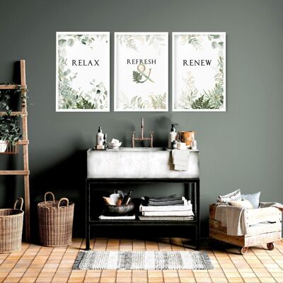 Bathroom wall prints | Set of 3 framed art prints