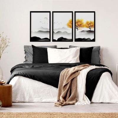 Bellissimi paesaggi giapponesi | set di 3 stampe artistiche da parete per camera da letto