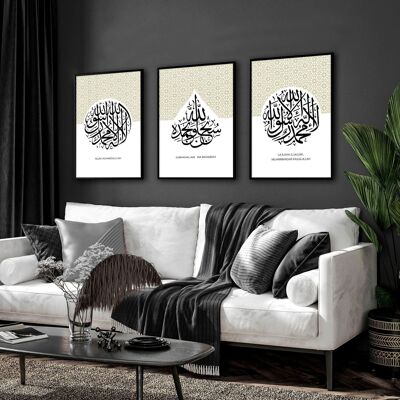 Moderne islamische Wandkunst | Set mit 3 Wandkunstdrucken