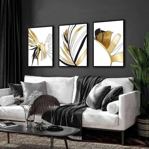 Modern tropical living room decor | set of 3 wall art prints