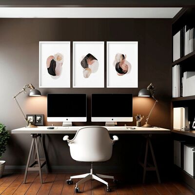 Moderne Wandkunst für das Büro | Set mit 3 Wandkunstdrucken