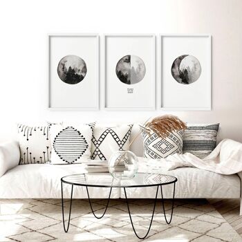 Art mural phases de lune | lot de 3 impressions murales 1