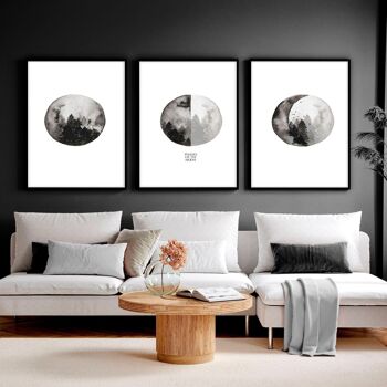 Art mural phases de lune | lot de 3 impressions murales 3