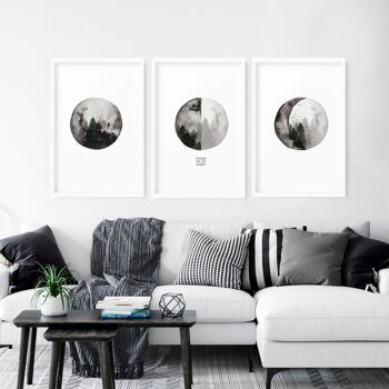 Art mural phases de lune | lot de 3 impressions murales 19