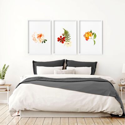Schlafzimmerbilder für Wände | Set mit 3 Kunstdrucken