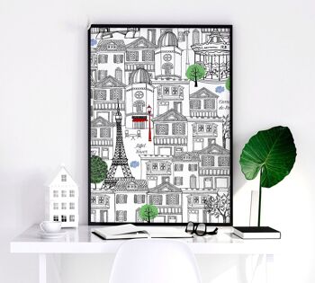 Art mural Paris noir et blanc Affiches de voyage | Lot de 2 tableaux muraux 4