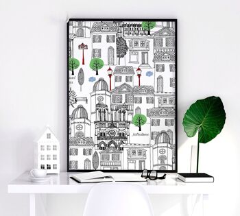 Art mural Paris noir et blanc Affiches de voyage | Lot de 2 tableaux muraux 5