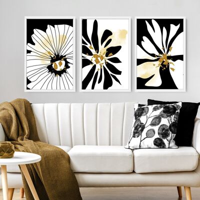 Set di stampe in bianco e nero di 3 | stampe artistiche da parete incorniciate