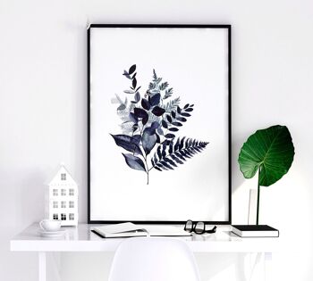 Estampes botaniques bleues | lot de 3 impressions murales 4