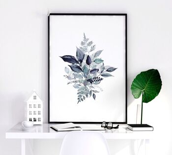 Estampes botaniques bleues | lot de 3 impressions murales 48