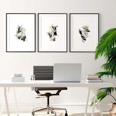 Idee per l'arte della parete dell'ufficio | set di 3 stampe artistiche da parete
