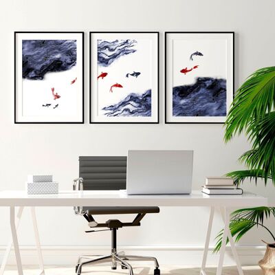 Büro-Zen-Dekor | Set mit 3 Wandkunstdrucken
