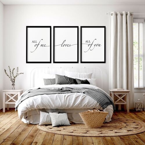 Paper anniversary gift | set of 3 wall art prints for Bedroom