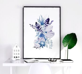 Impressions d'art botaniques bleu | lot de 3 impressions murales 6
