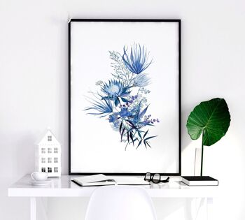 Impressions d'art botaniques bleu | lot de 3 impressions murales 19