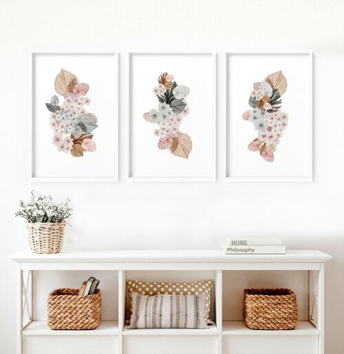 Botanical prints wall art | set of 3 wall art prints